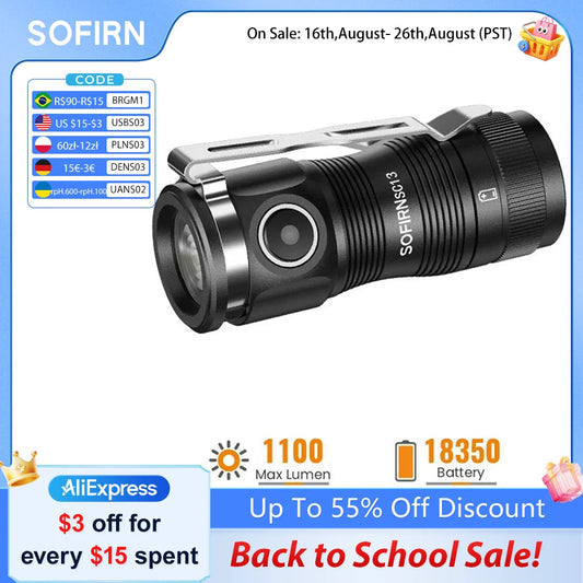 Sofirn Sc13 Edc Tactical Mini Led Rechargeable Flashlight
