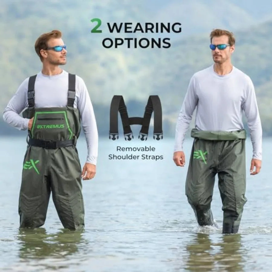 Men's PVC Chest Waders With Slip Resistant Boots For Outdoor Fishing