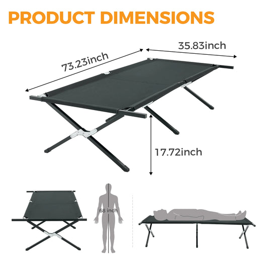 JHK Collapsible Camping Cot Lounge Chair Outdoor Use