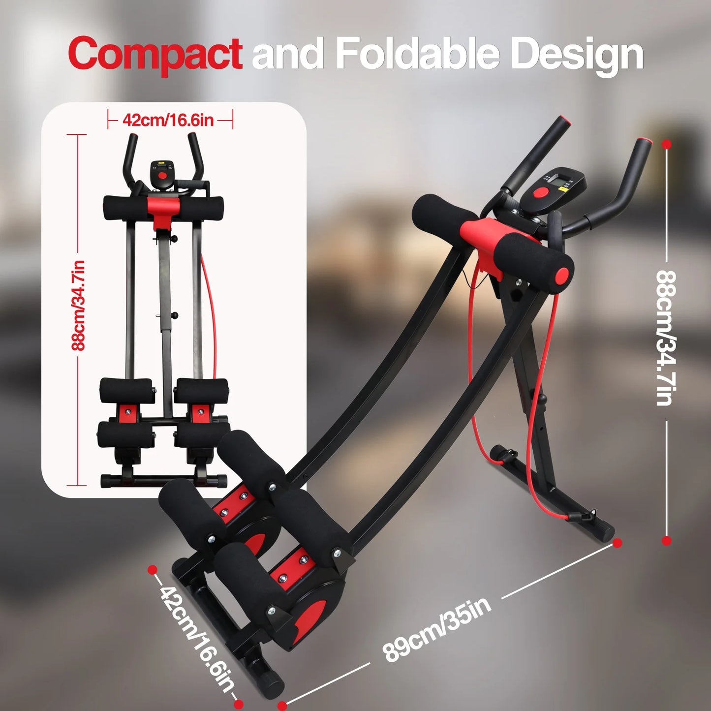 Fitness AB Machine Abdominal Trainer Foldable Adjustable Core Workout Equipment