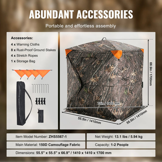 270 Degree See Through Hunting Ground Blind For 1 To 2 People