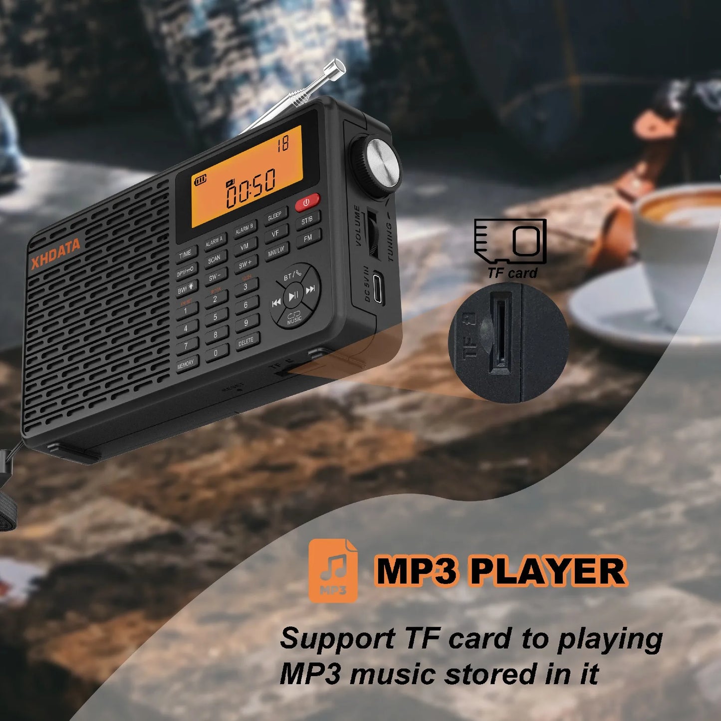 XHDATA D109 WorldBand DSP AM FM SW LW Receiver AlarmClock