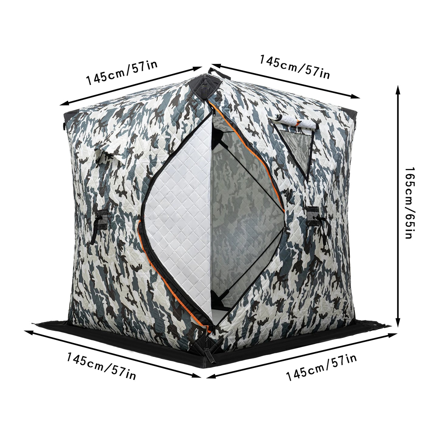 Bymaocar Ice Fishing Tent Square Thermal Shelter Dual Zipper Windproof