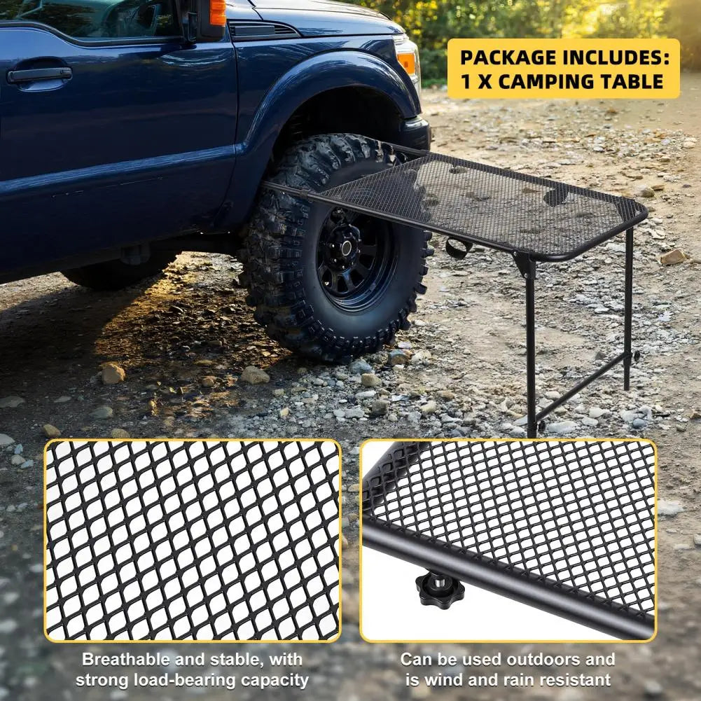 Tire Mount Camping Desk Adjustable Steel Folding Table For Tailgate