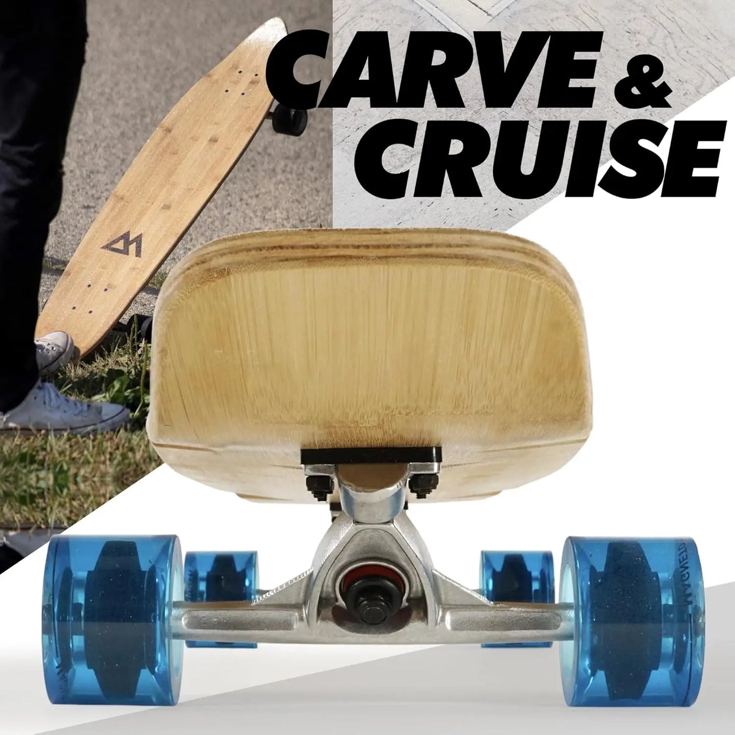 YTYIN Kicktail Cruiser Longboard Skateboard With Bamboo And Hard Maple Deck