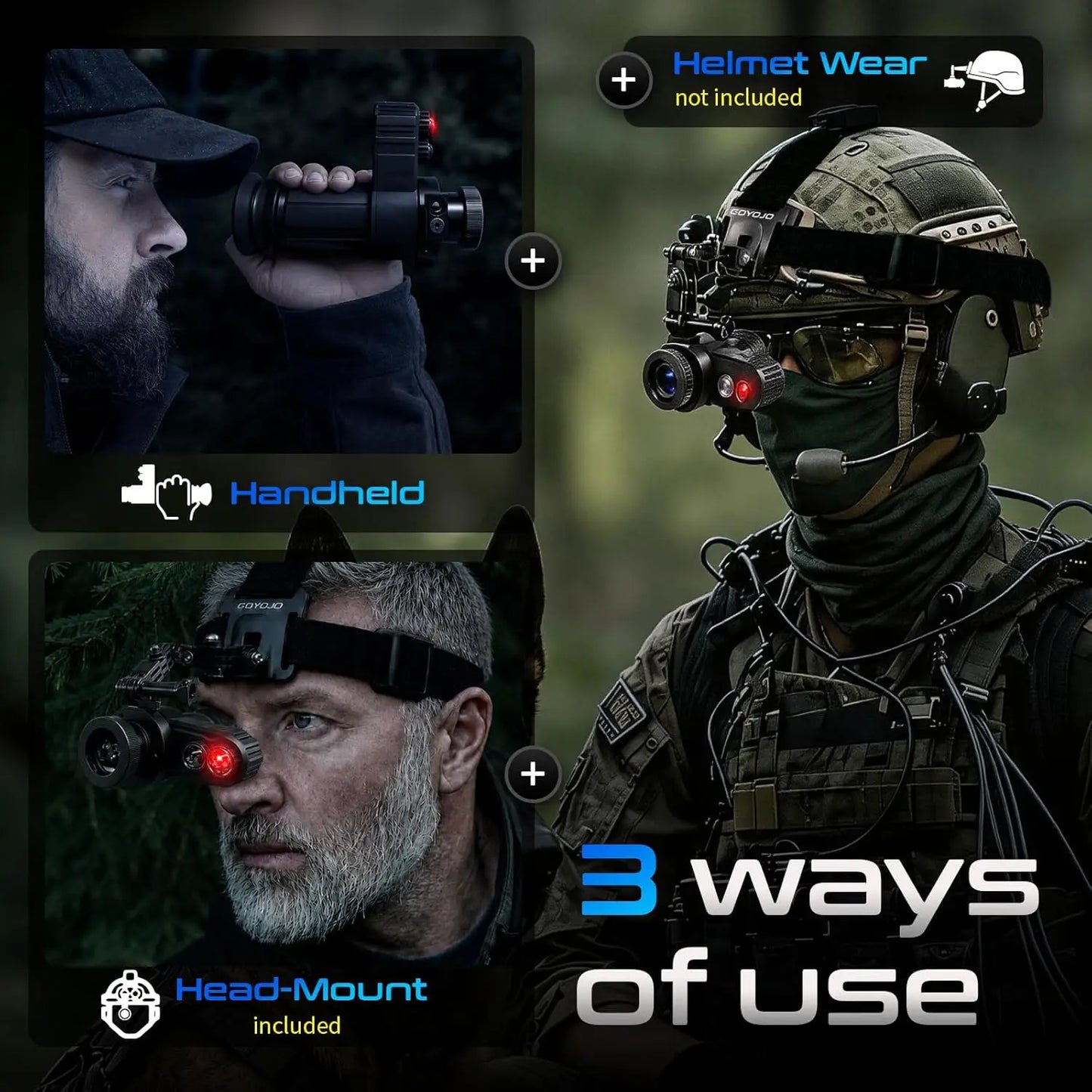 Goyojo 7X Night Vision Monocular Head Mounted Digital Infrared Goggles