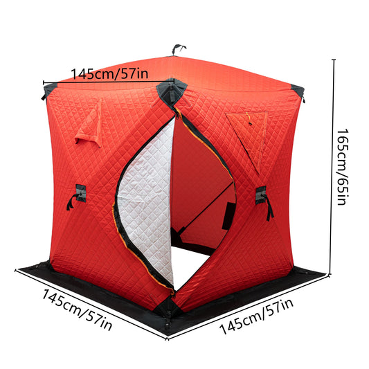 Bymaocar Ice Fishing Tent Square Thermal Shelter Dual Zipper Windproof