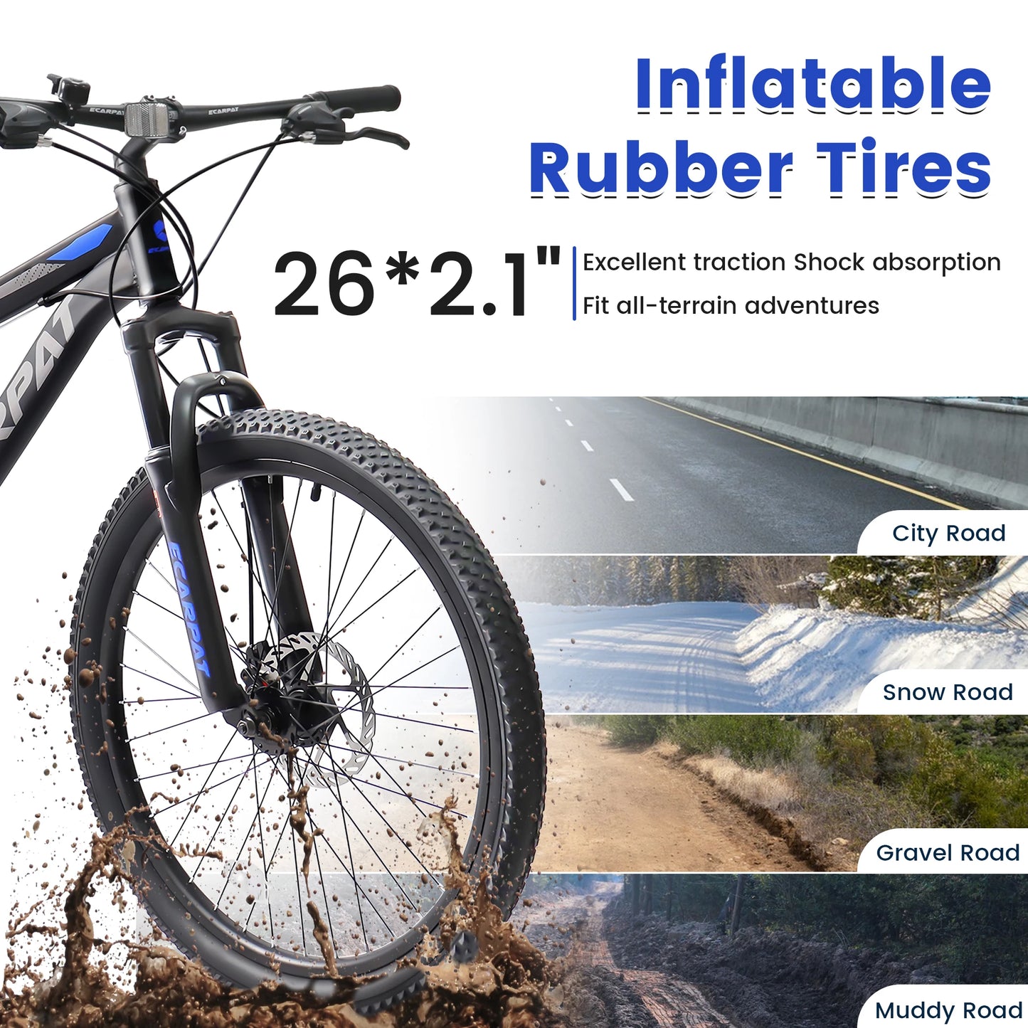 Ecarpat Dual Full Suspension Mountain Bike with 21-Speed Disc Brakes