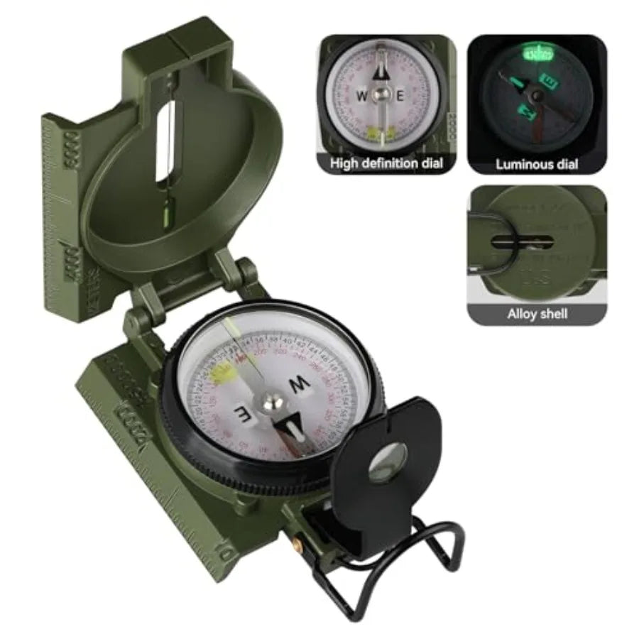 Compass For Hiking And Survival Aluminum Case Waterproof Navigation Gear