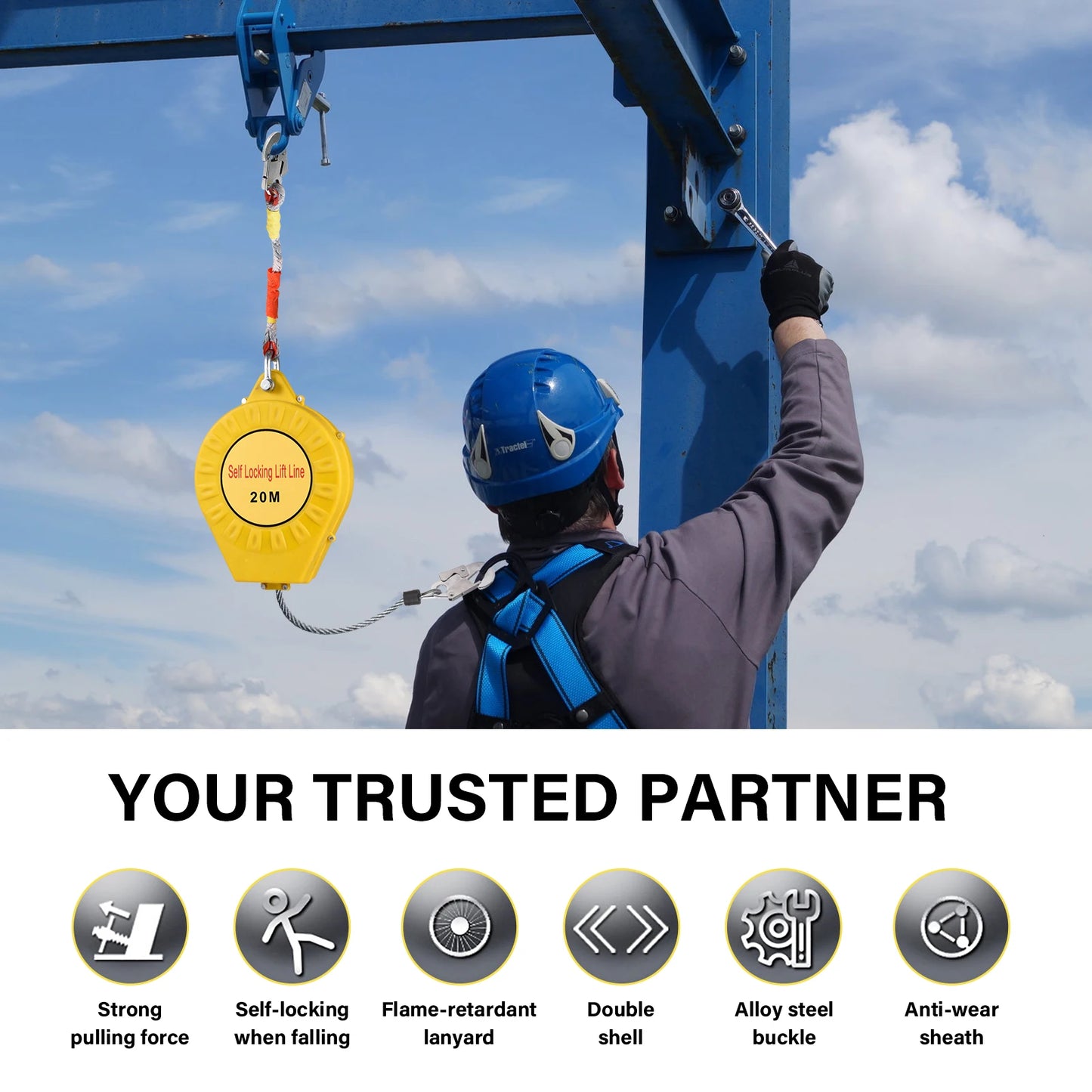 Automatic Retractable Lifeline Fall Protection With Alloy Steel Hook