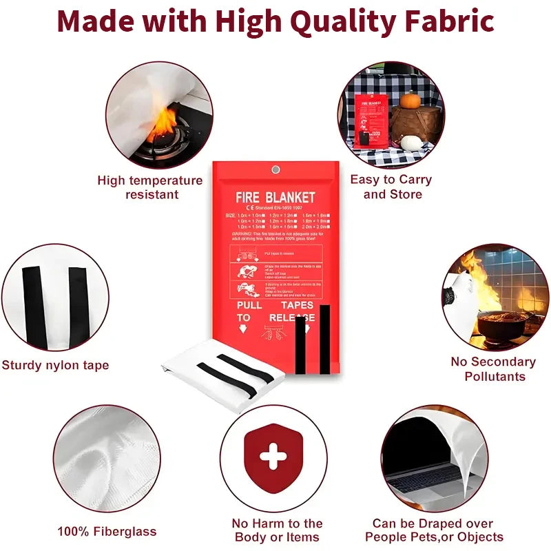 Emergency Fire Blanket 4 Pack Fiberglass Heat Resistant For Kitchen Safety