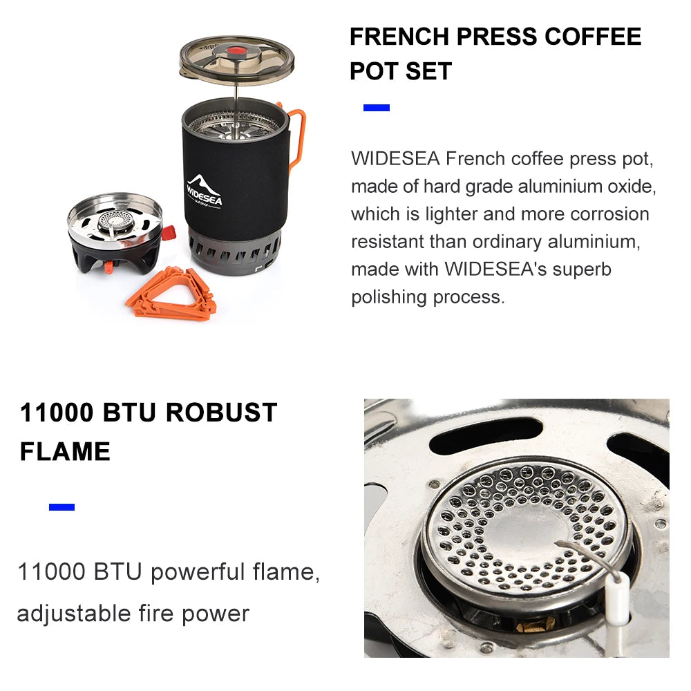 Widesea Camping Cooking System Outdoor Gas Stove With Heat Exchanger