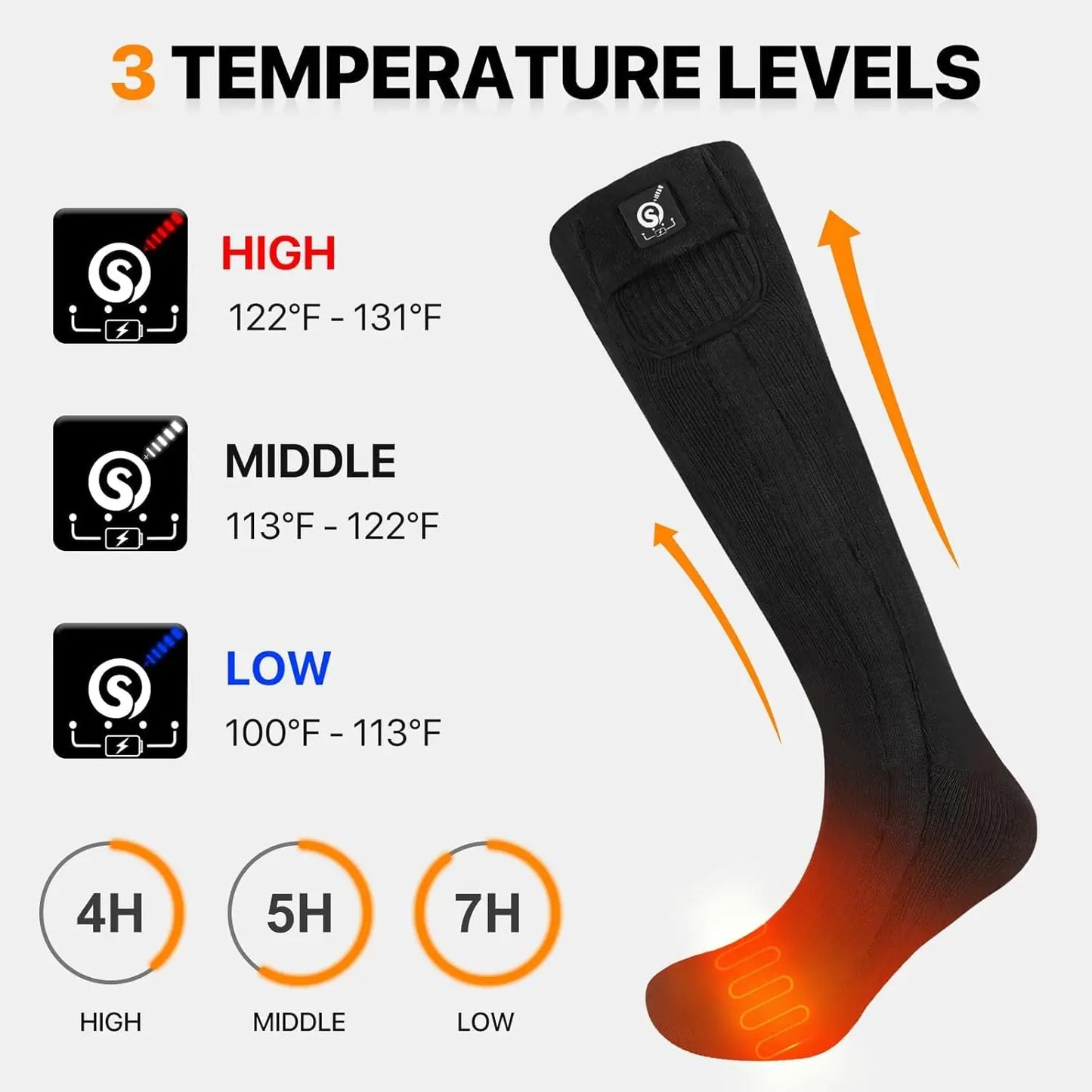 Snow Deer Rechargeable Heated Socks Winter Thermal Gear For Sports