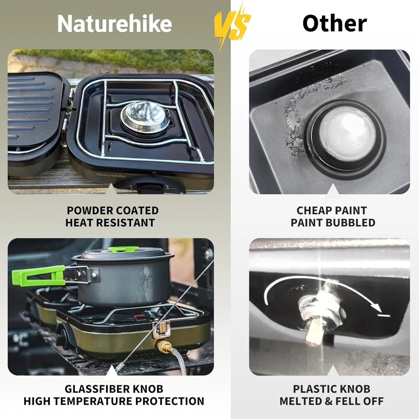 Naturehike Double Burner Camping Stove Portable Folding Gas Stove