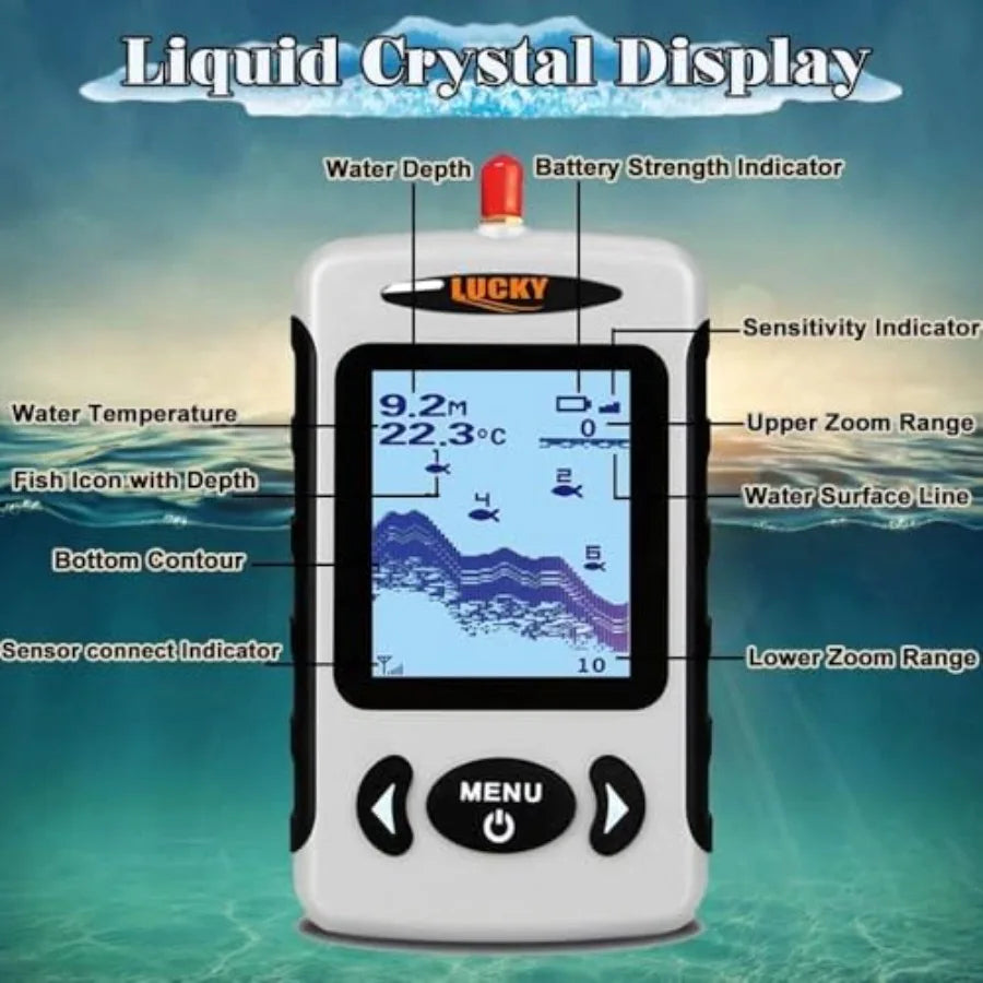 Portable Handheld Fish Finder With Wireless LCD Depth Display